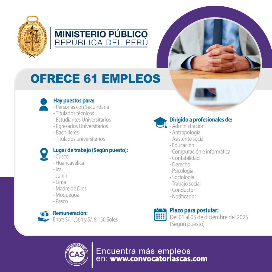 📌 Convocatoria MINISTERIO PÚBLICO